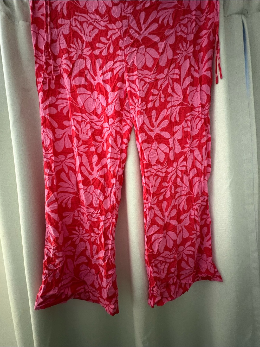 Shade & Shore Pink and Red Floral Wide-Leg Pants